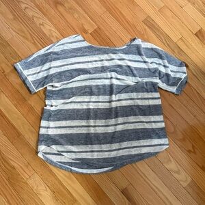 LOFT Striped Short Sleeve Linen Blend Dolman Top